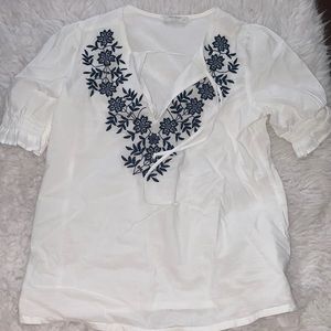 Lucky brand blue & white xs blouse NWOT